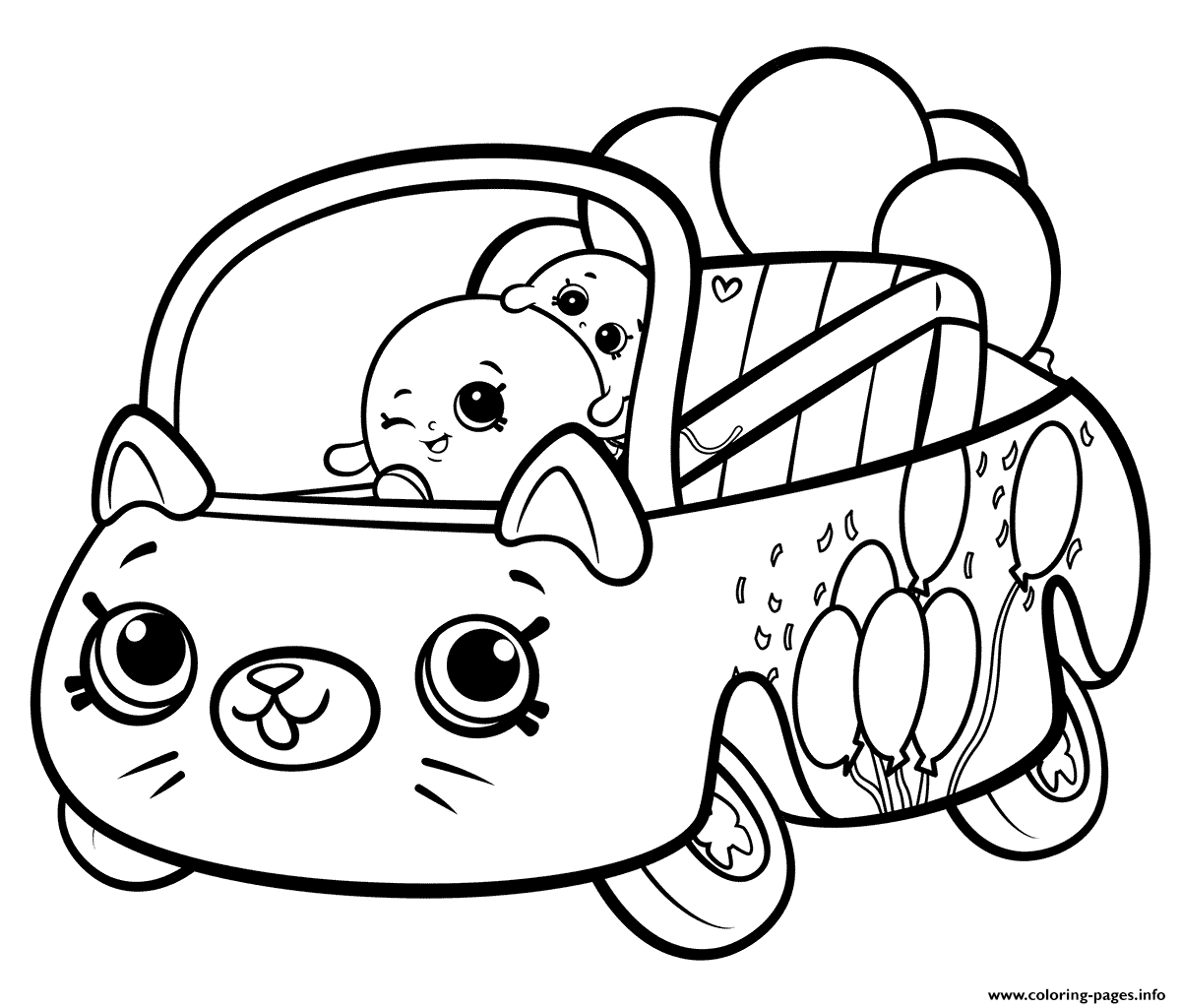 Shopkins Cutie Cars Bumper Balloons Coloring Pages Printable