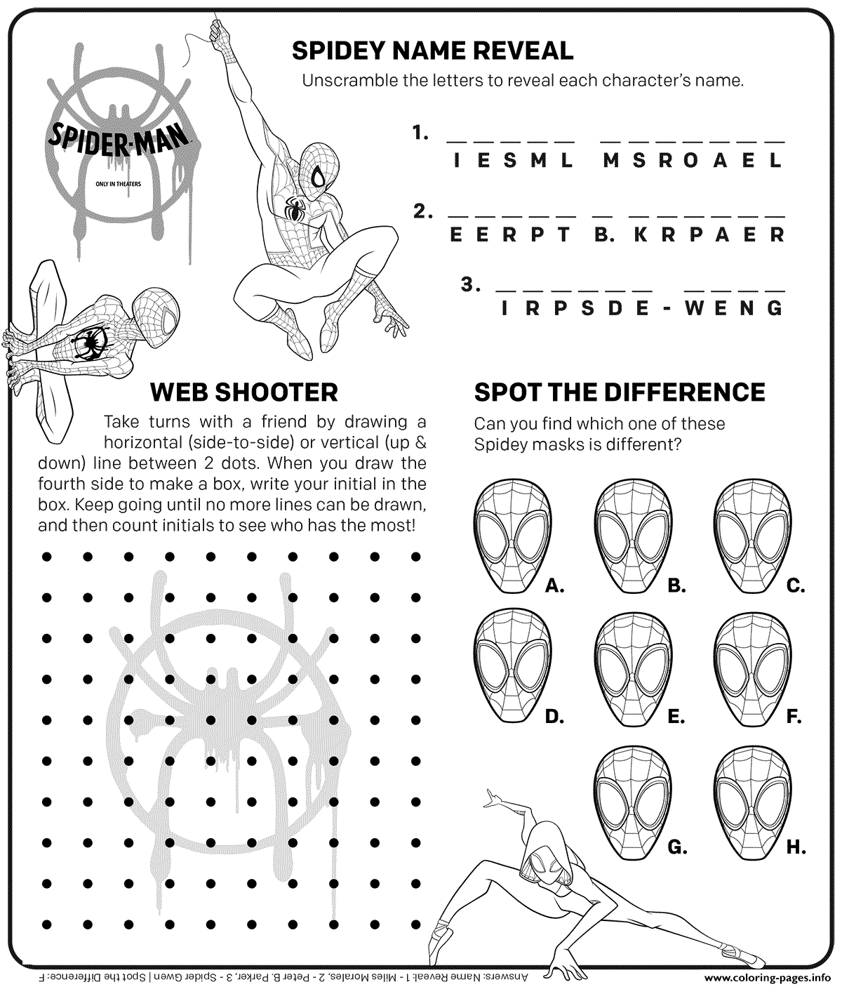 Spider Man Activities Printable Printable Word Searches