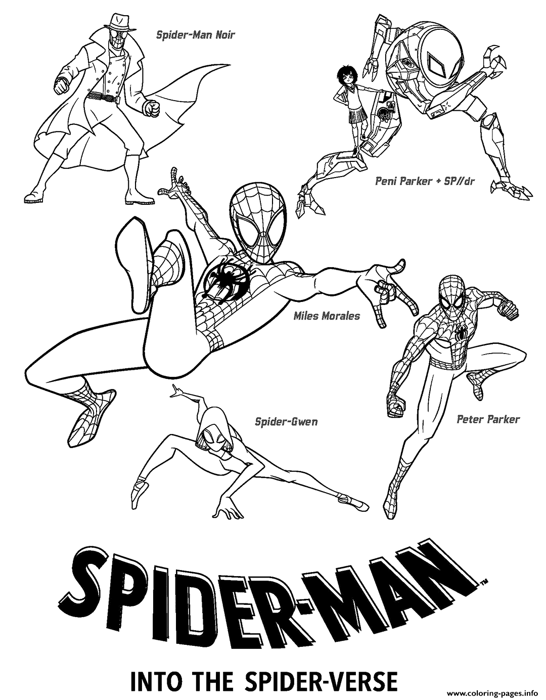 Spider Man Into The Spider Verse Movie Coloring page Printable