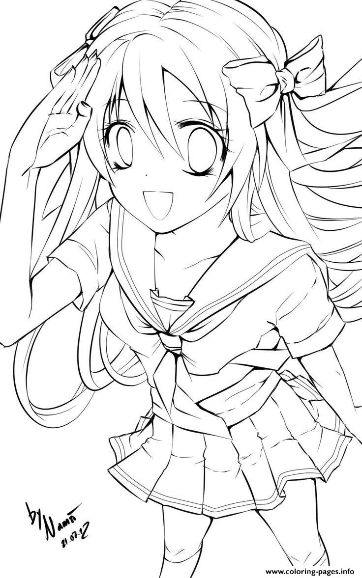 Anime School Girl Coloring Pages Printable