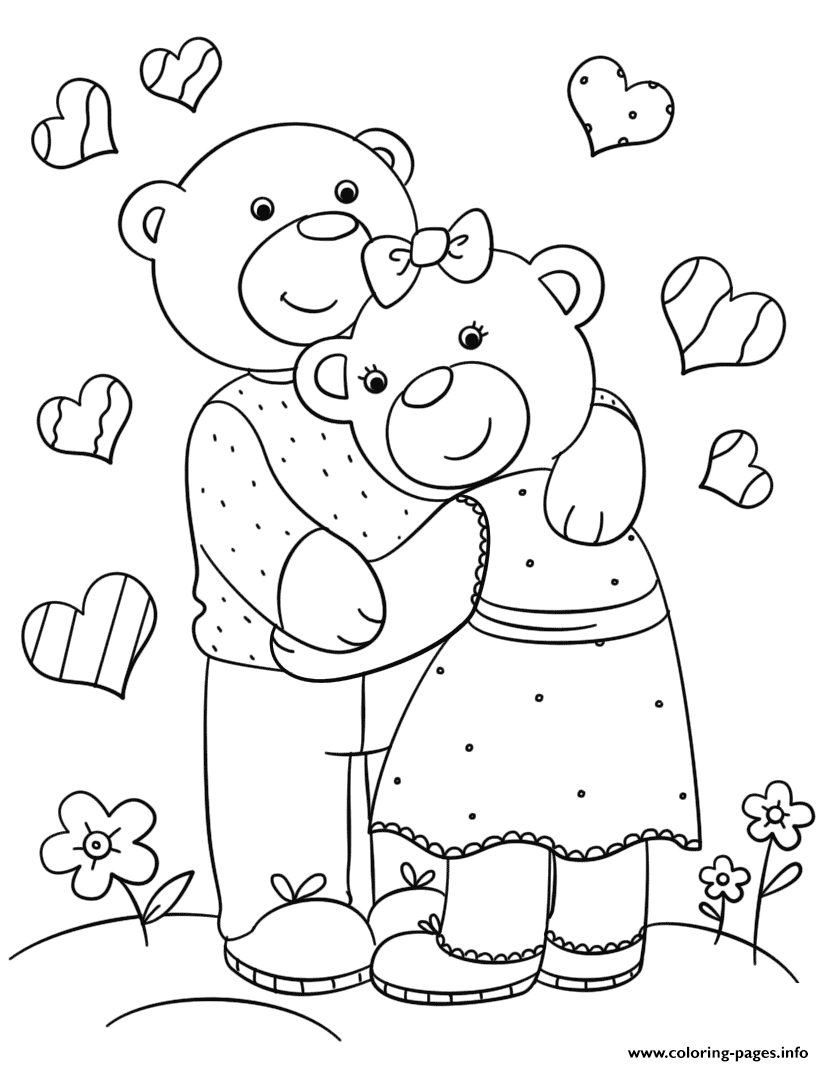 Cute Bears Hugging By Lena London coloring