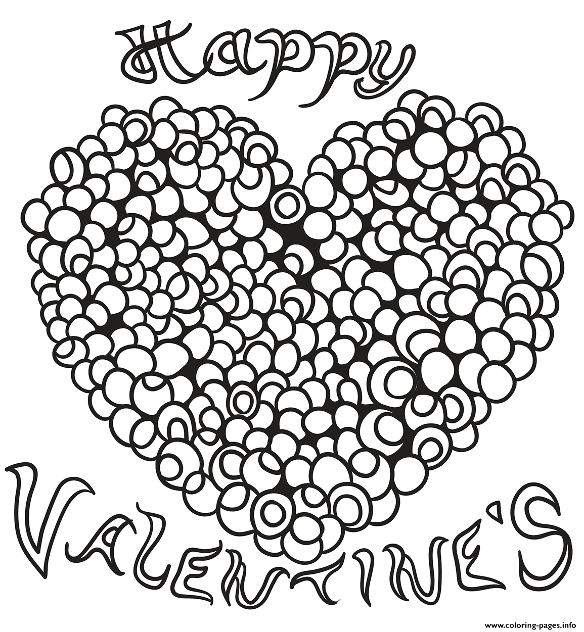 Happy Valentines Heart Adult coloring