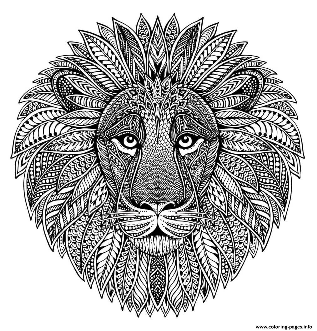 Mandala Animal Adult Lion Coloring Pages Printable