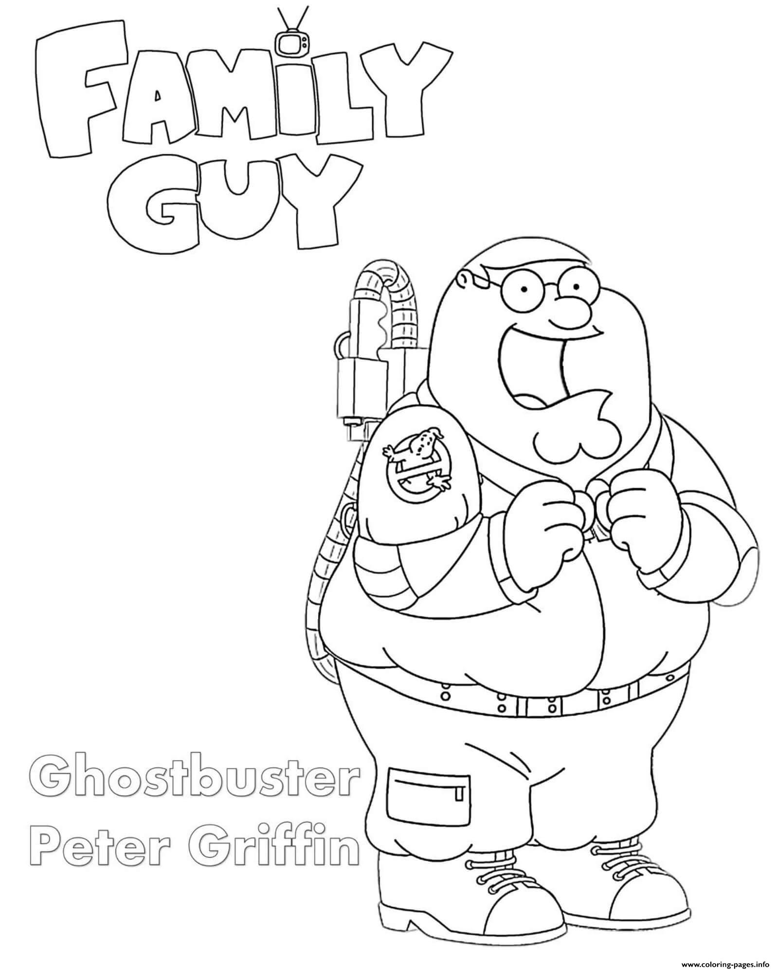 Family Guy Ghostbuster Peter Coloring Pages Printable