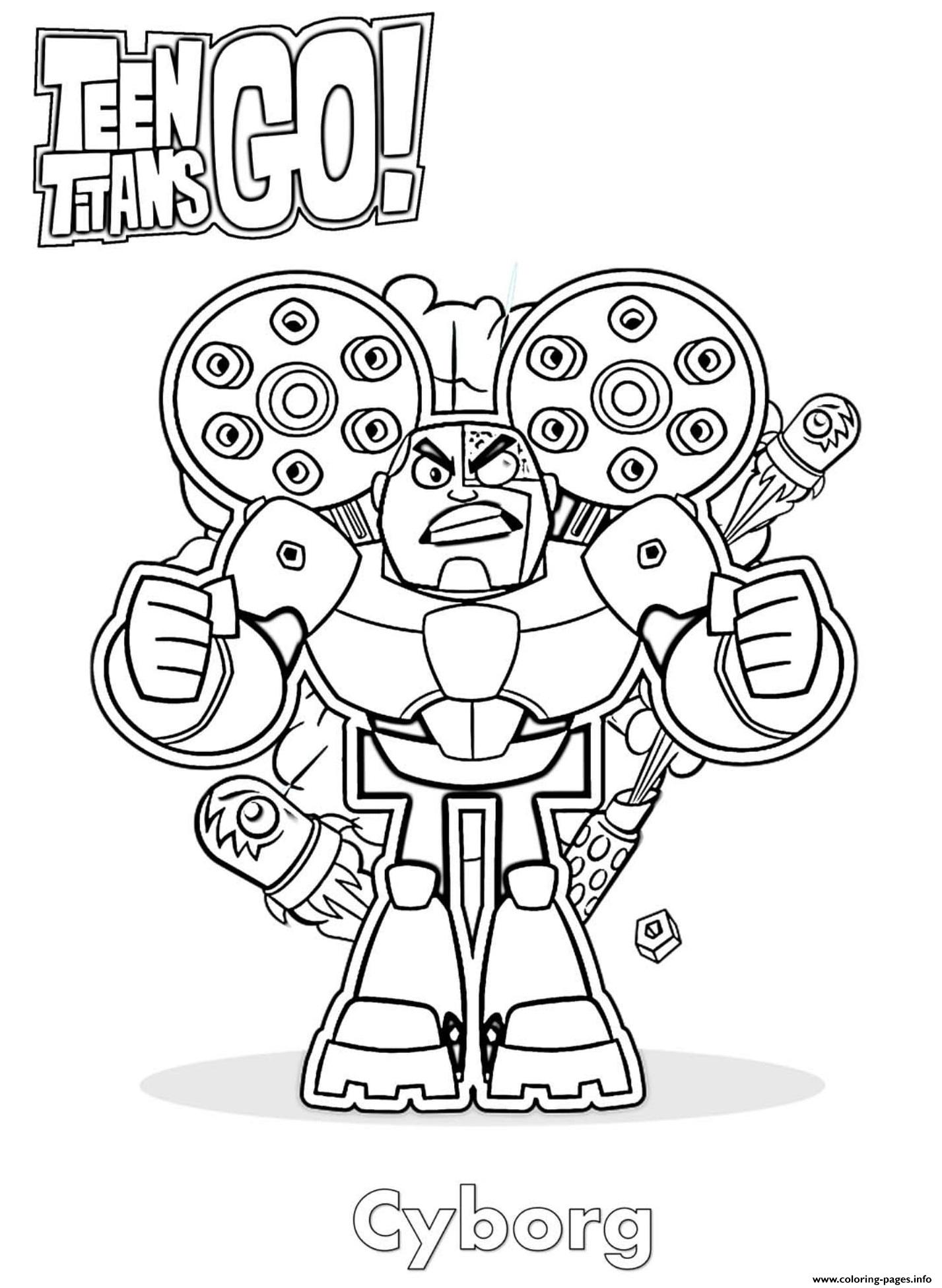 Cyborg Teen Titans Go Coloring Pages Printable