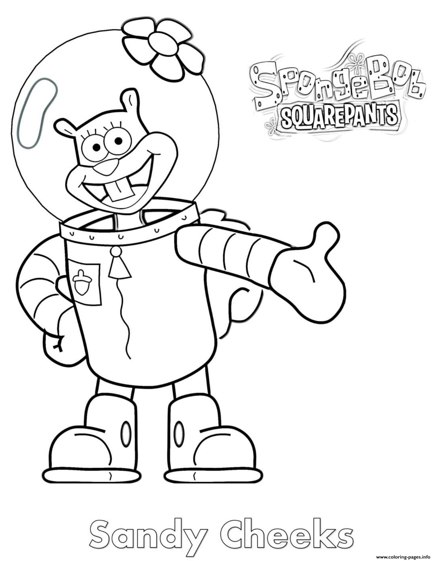 Sandy Cheeks Coloring Pages Printable
