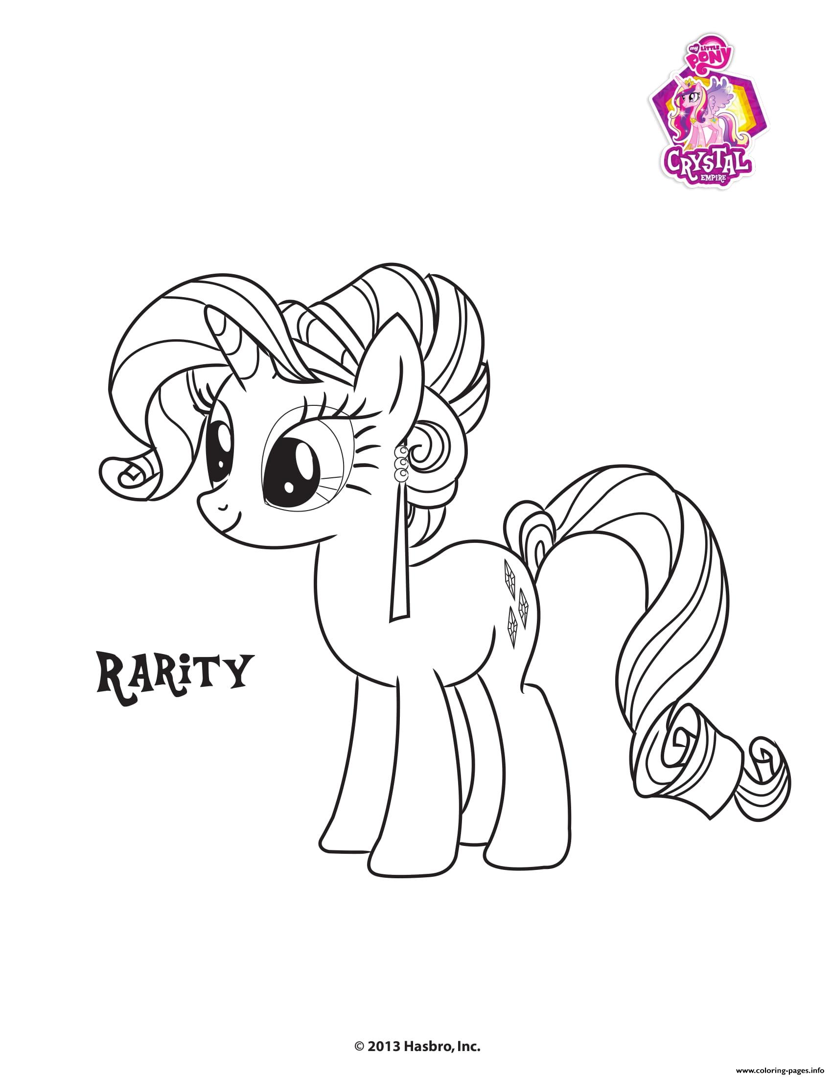 Rarity Crystal Empire My Little Pony Coloring Page Printable