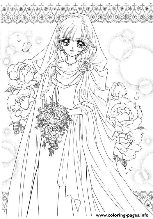 Glitter Force Wedding Dress With Flowers Coloring Pages Printable