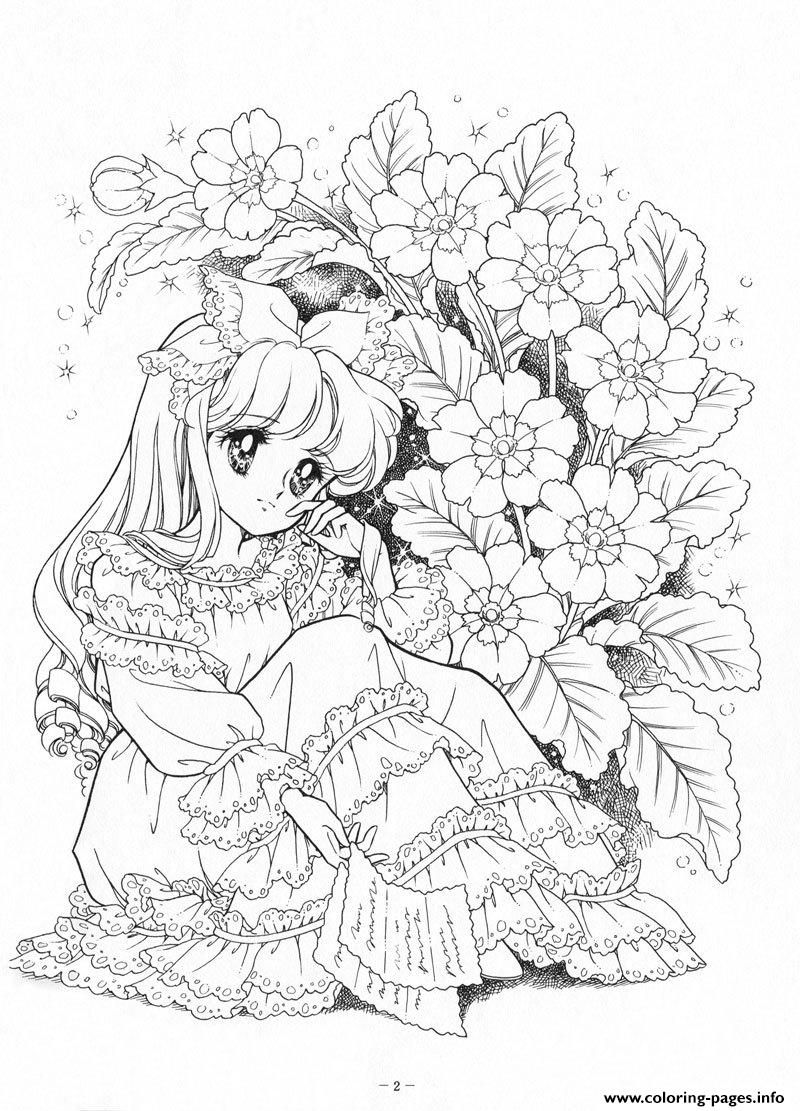 Glitter Force Woman Cry Flowers Coloring page Printable