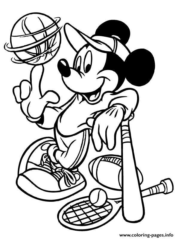 mickey mouse sport cartoon coloring pages printable