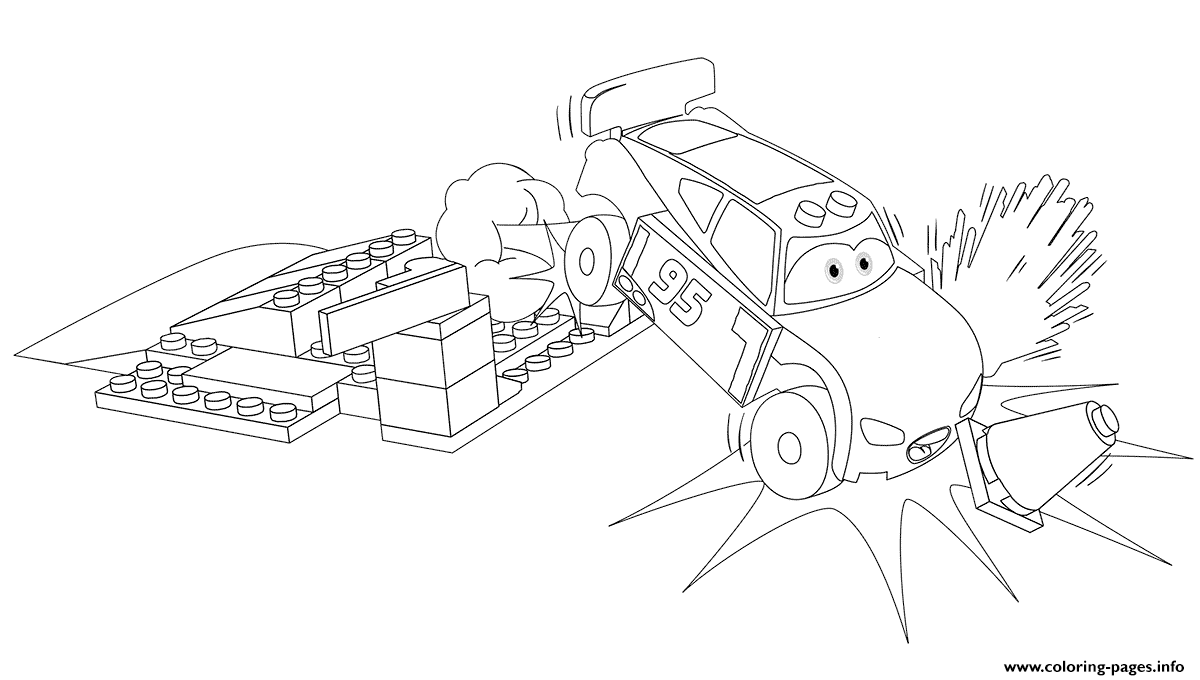 Lego Junior Lightning Mcqueen Car Crash Coloring Page Printable