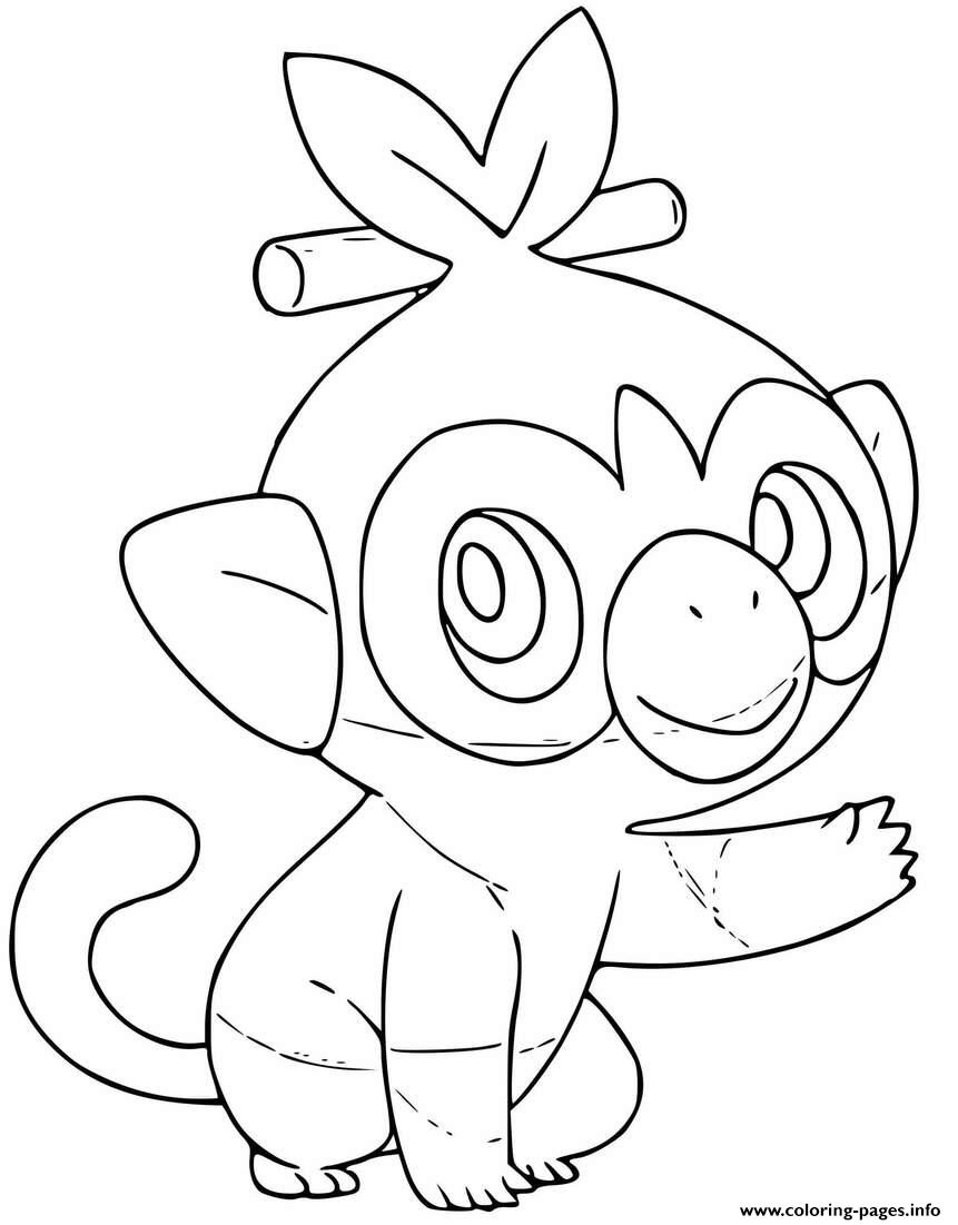  Pokemon  Grookey  Grass Type Coloring  Pages  Printable