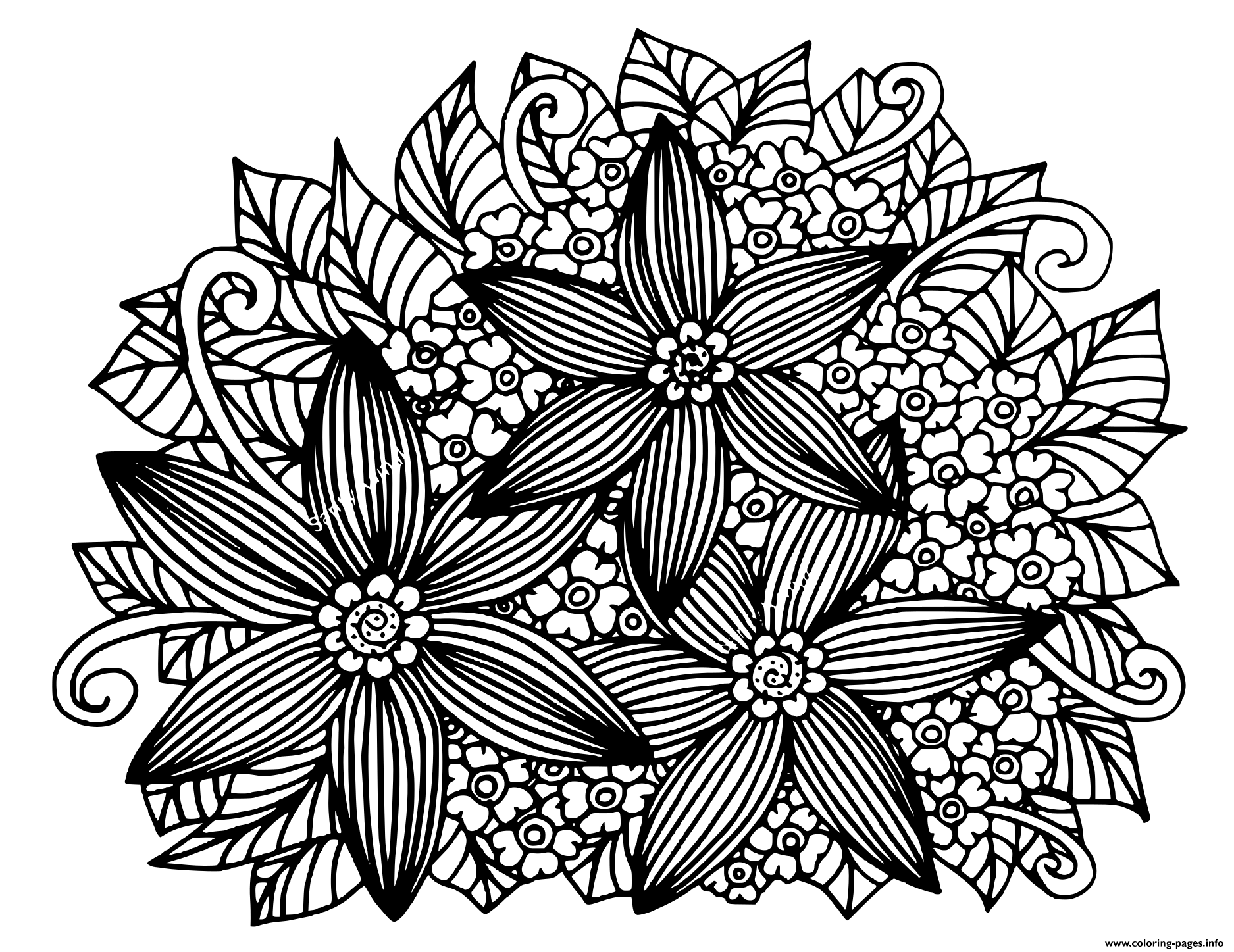 Hand Drawn Floral Doodle Adult coloring
