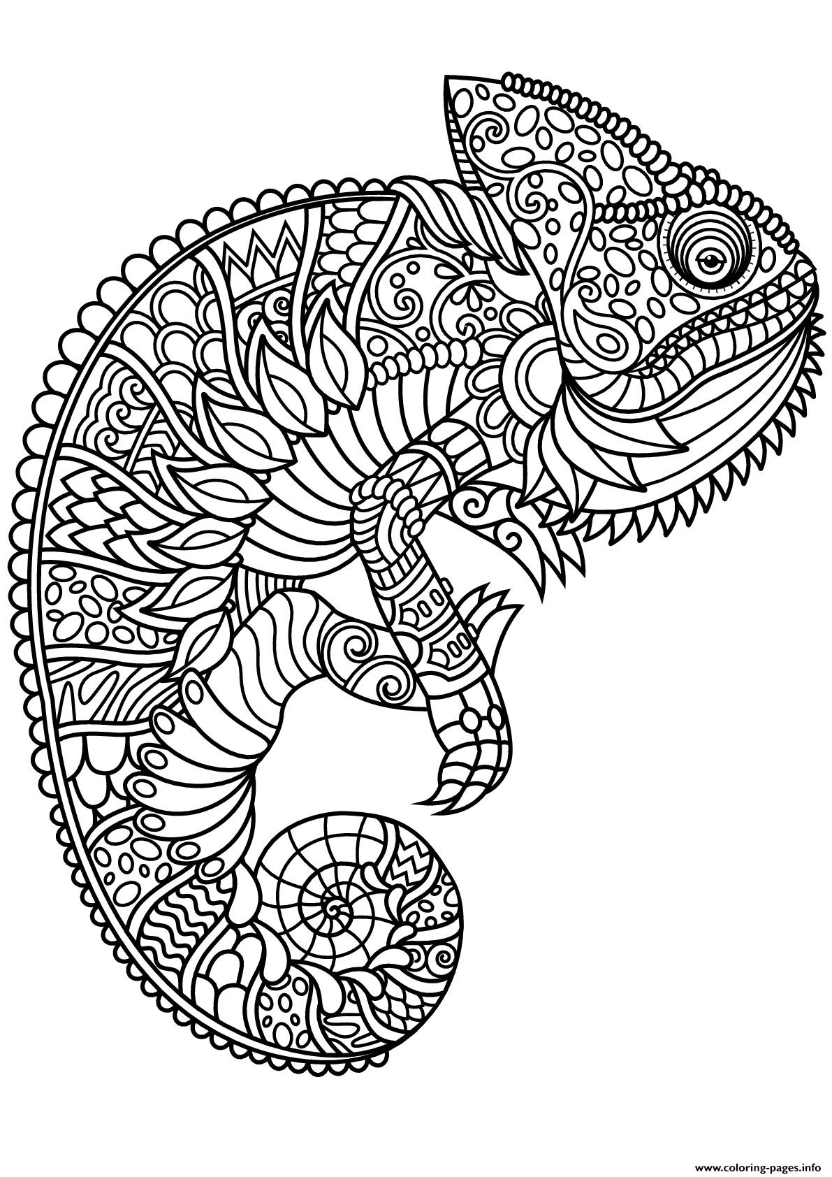 Mandala Chameleon Animal Coloring Pages Printable