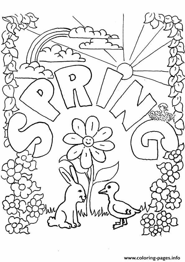 Spring Sun Animal Kids Coloring Pages Printable
