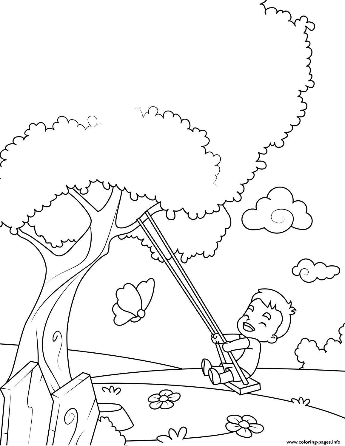 Boy On A Swing coloring