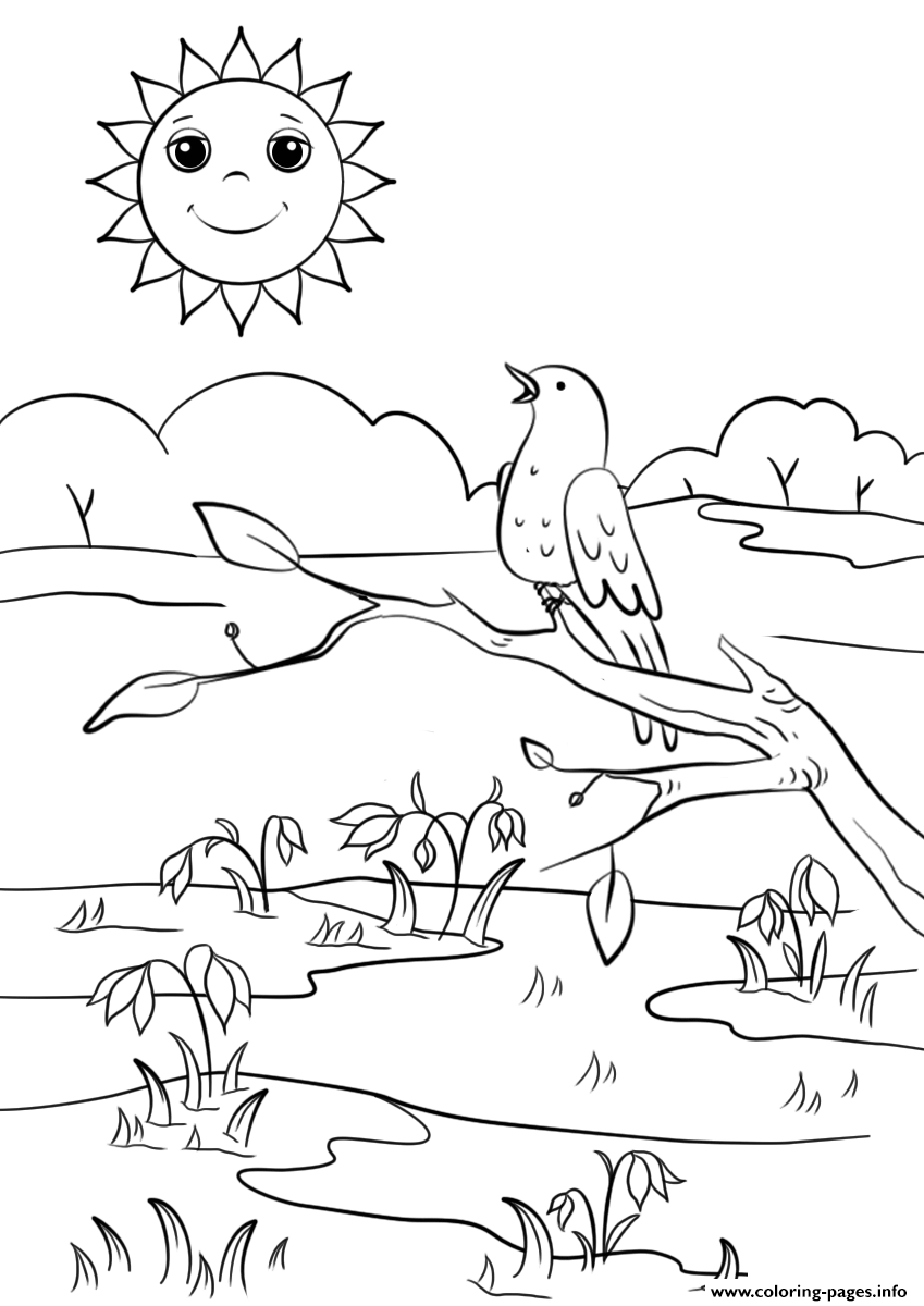 Spring Scene Coloring Pages Printable