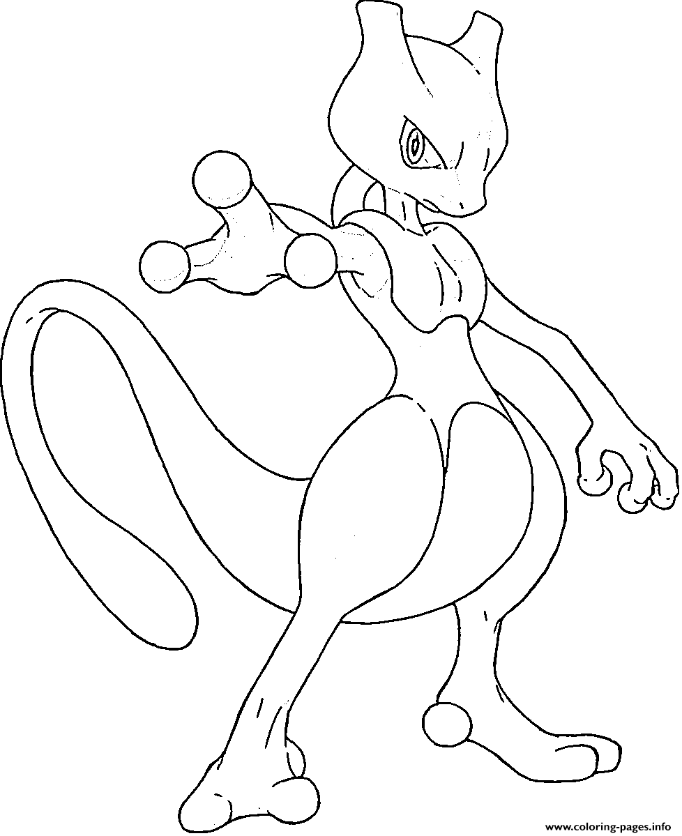 Mewtwo Legendaire Generation 1 Coloring Pages Printable