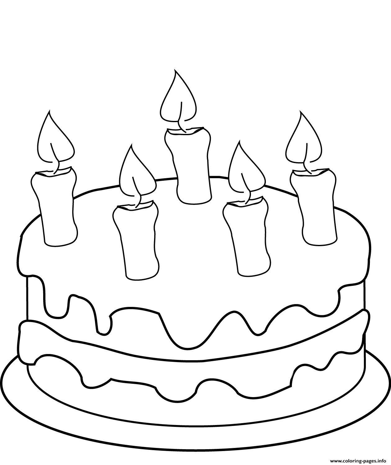 Birthday Cake With Five Candles coloring