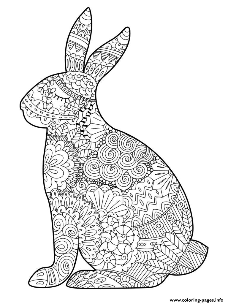 Easter Bunny Adult Zentangle Coloring Pages Printable