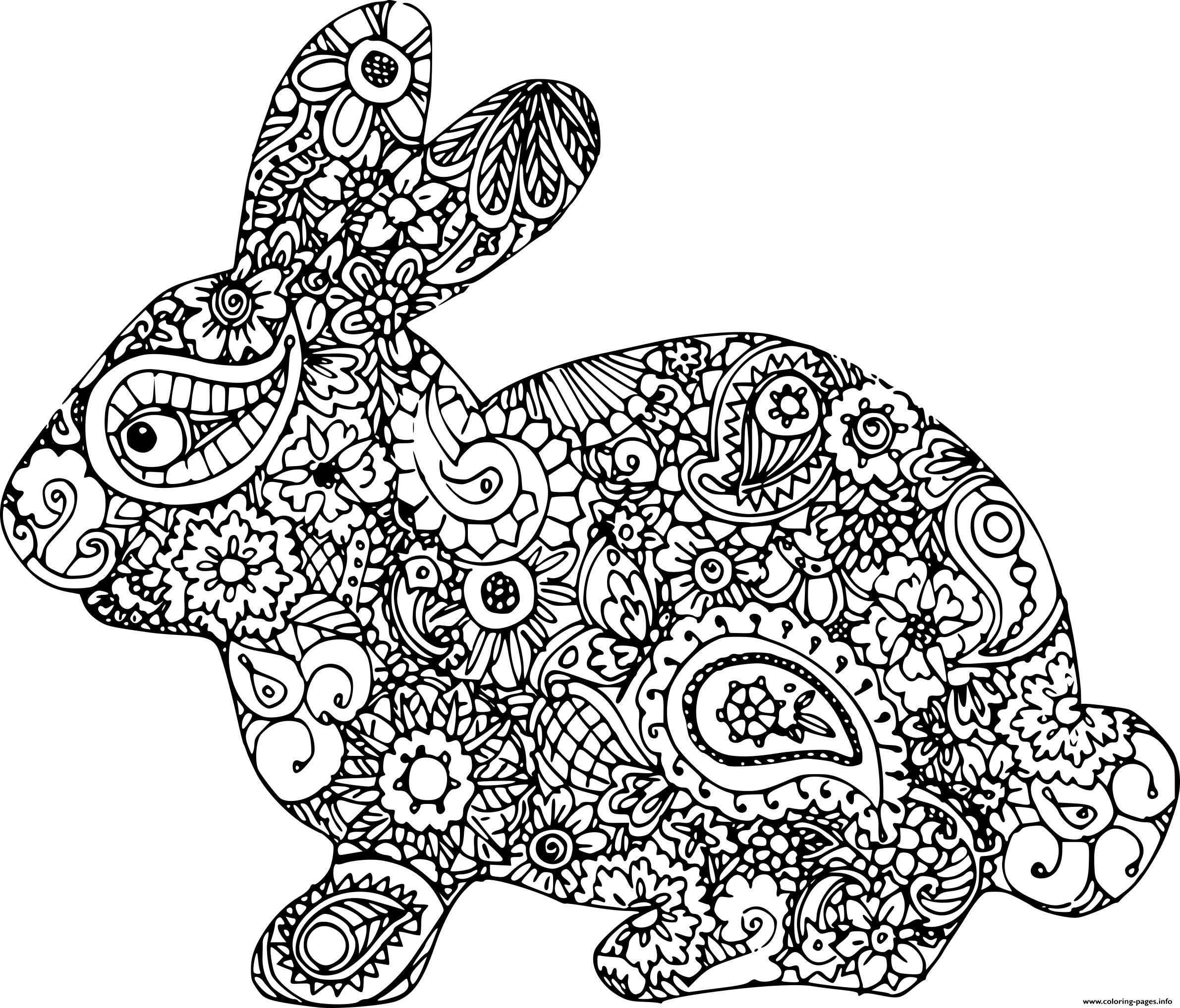 Download Easter Bunny Adult Difficult Coloring Pages Printable