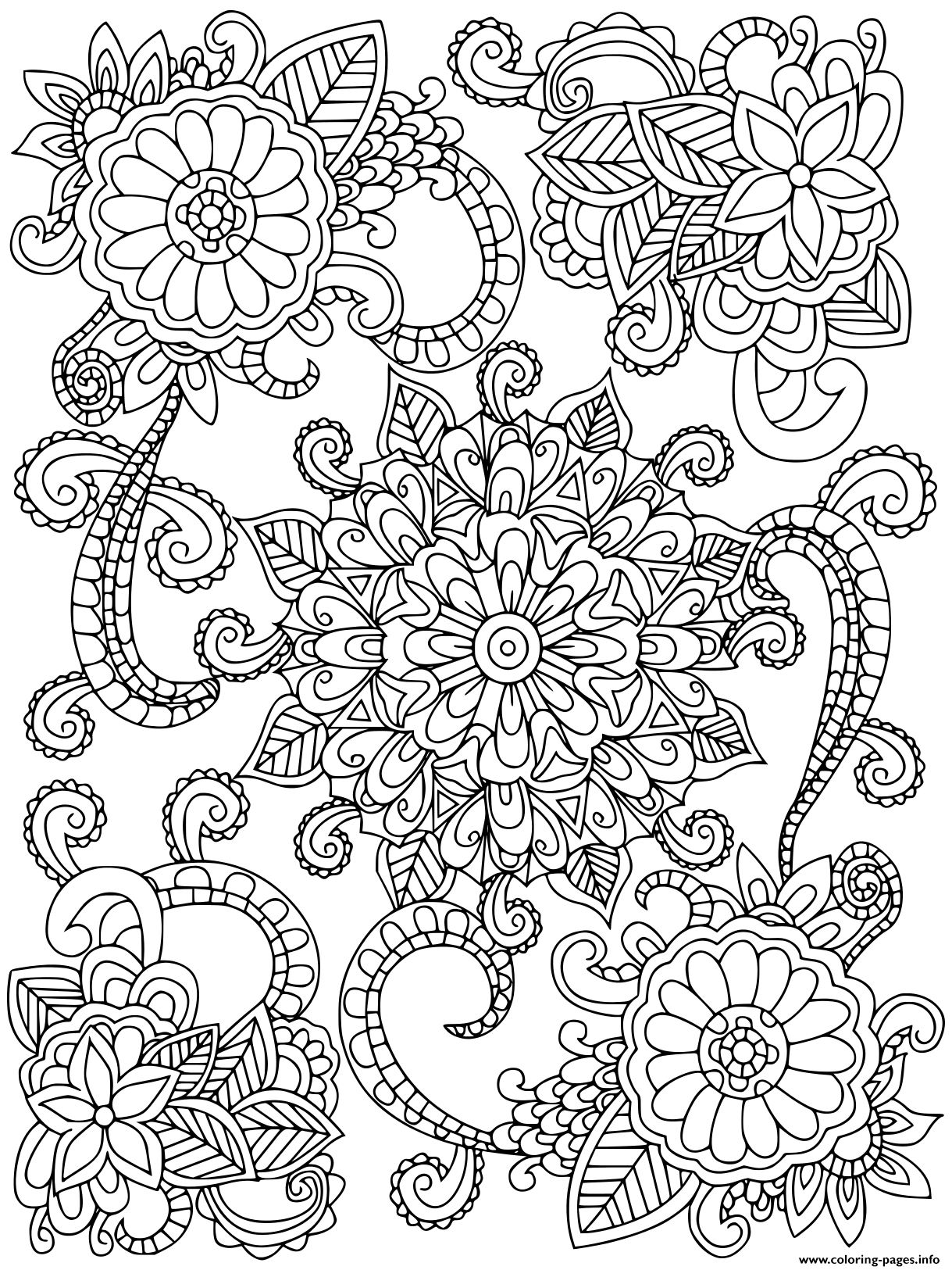 Mandala Flowers For Adults Coloring Pages Printable