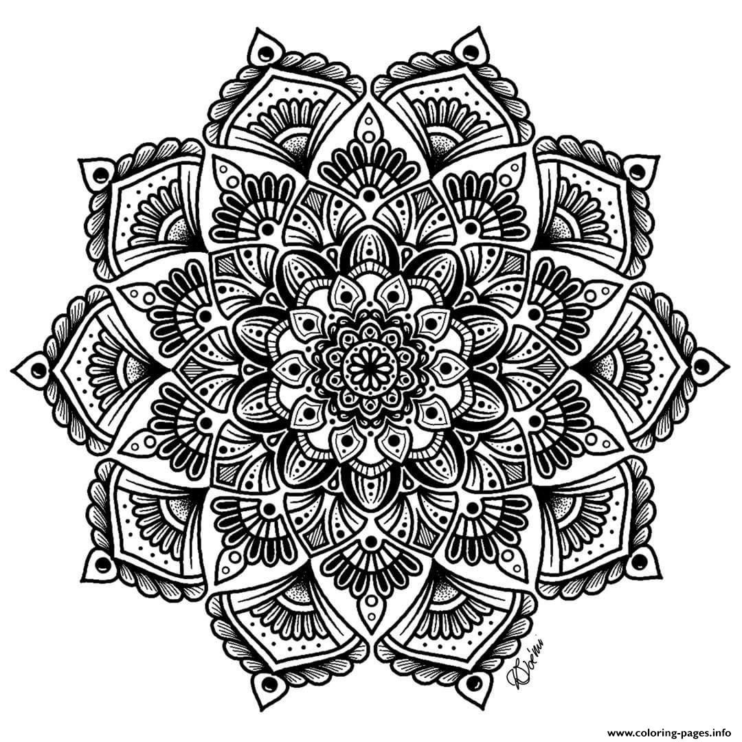 Mandala Complex Adult Flowers Art Therapy Coloring Pages