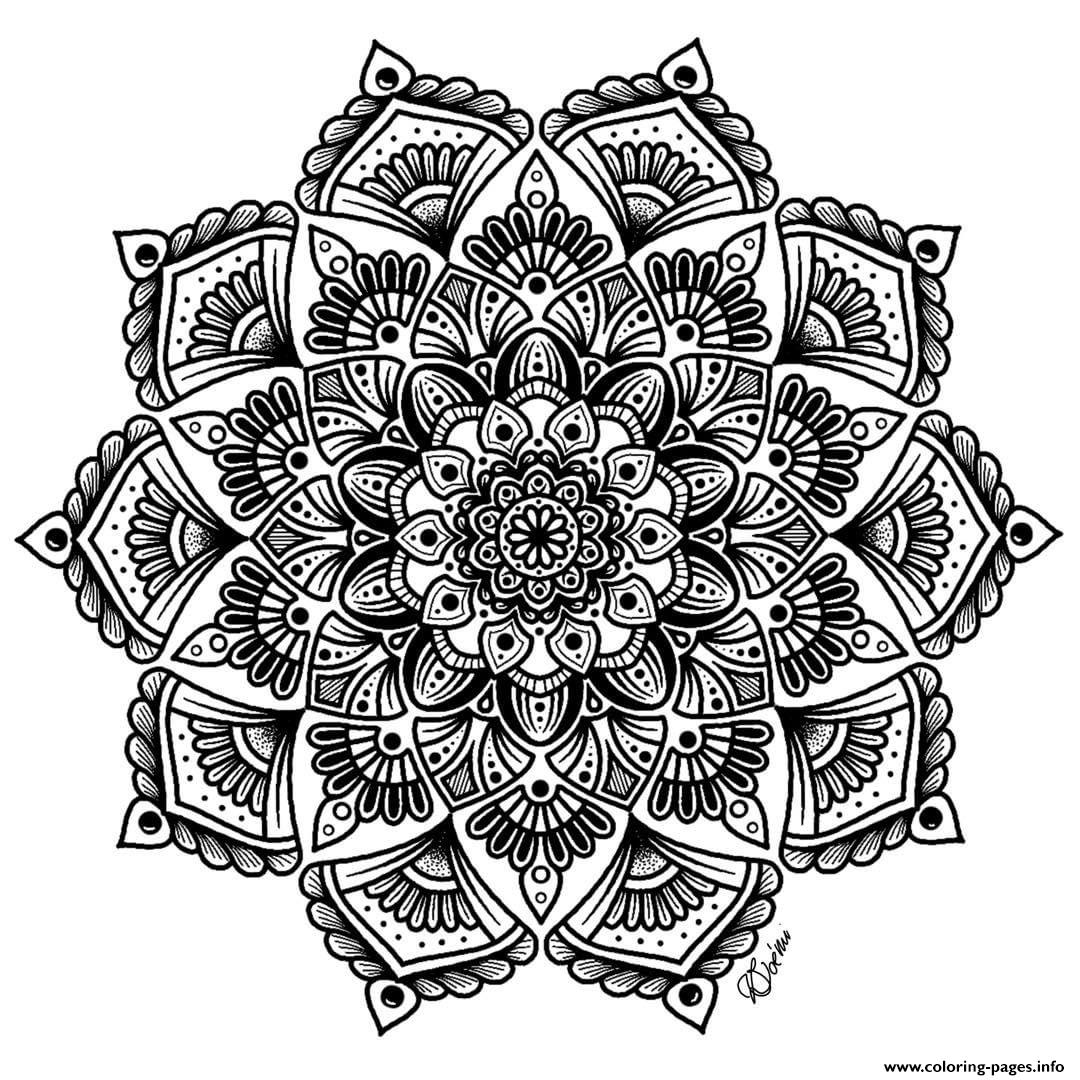 Mandala Complex Adult Flowers Art Therapy Coloring page Printable