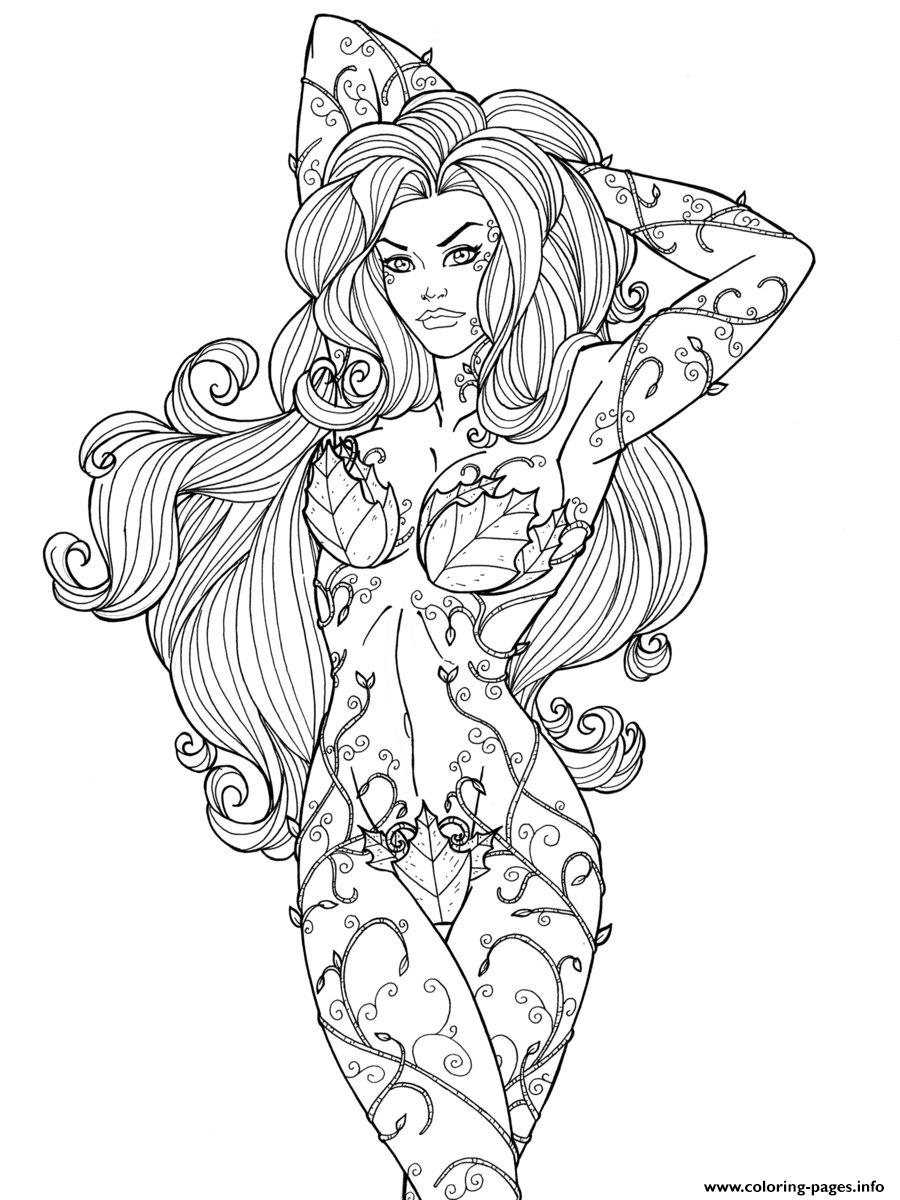 Girls Of Batman Comics Poison Ivy Coloring Pages Printable