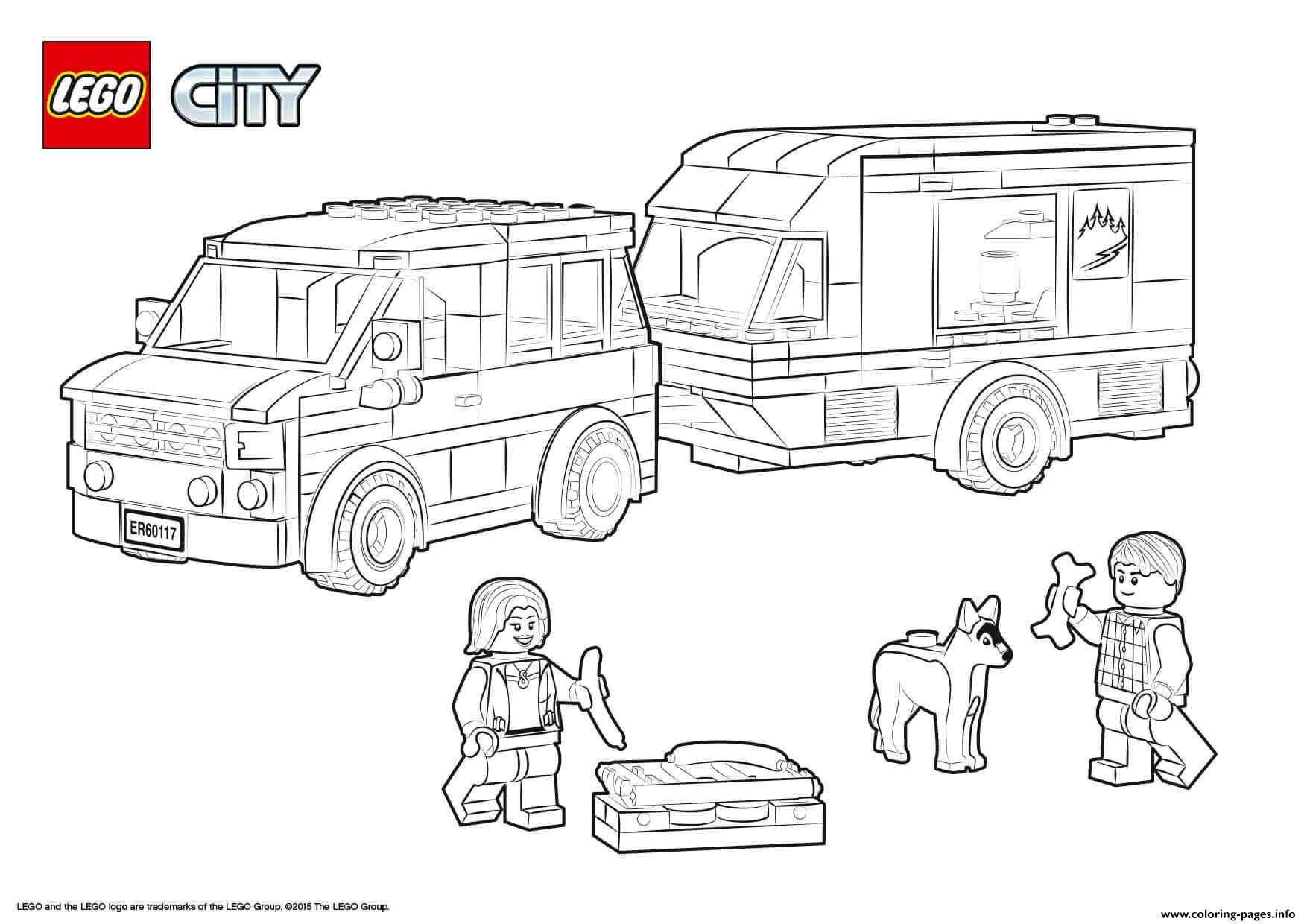 lego city van and caravan coloring pages printable