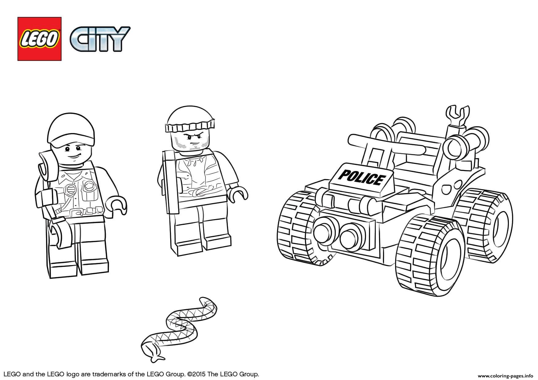 Lego City ATV Patrol Police Coloring Pages Printable