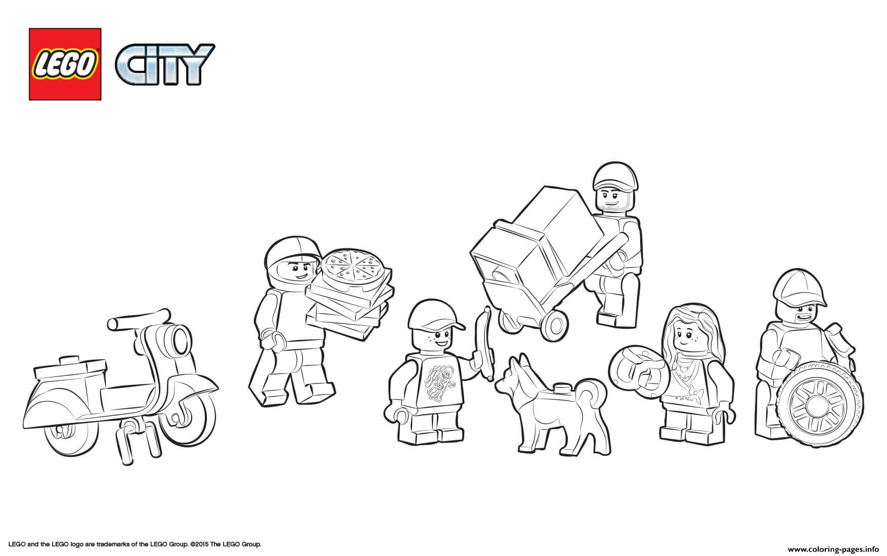 Lego City Square Skooter Pizza Dog Coloring Pages Printable