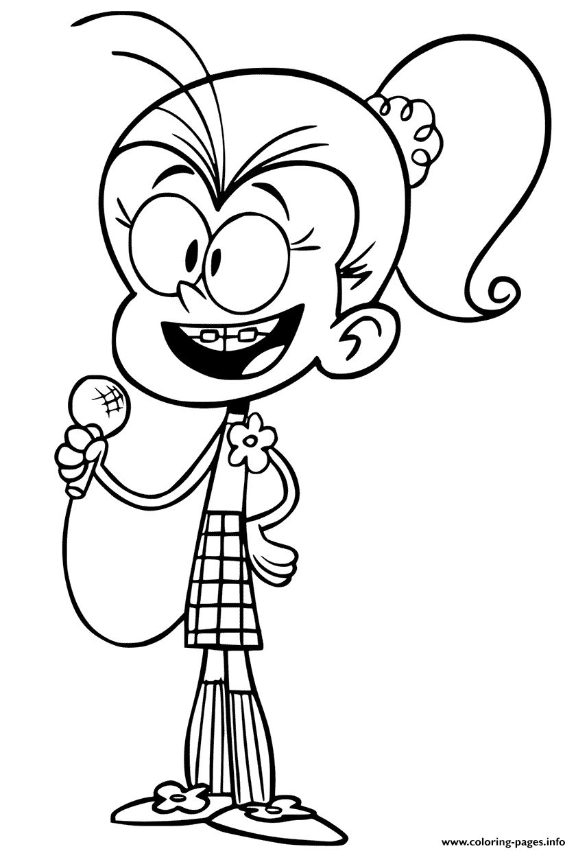 Luan Loud With Microphone Coloring Pages Printable