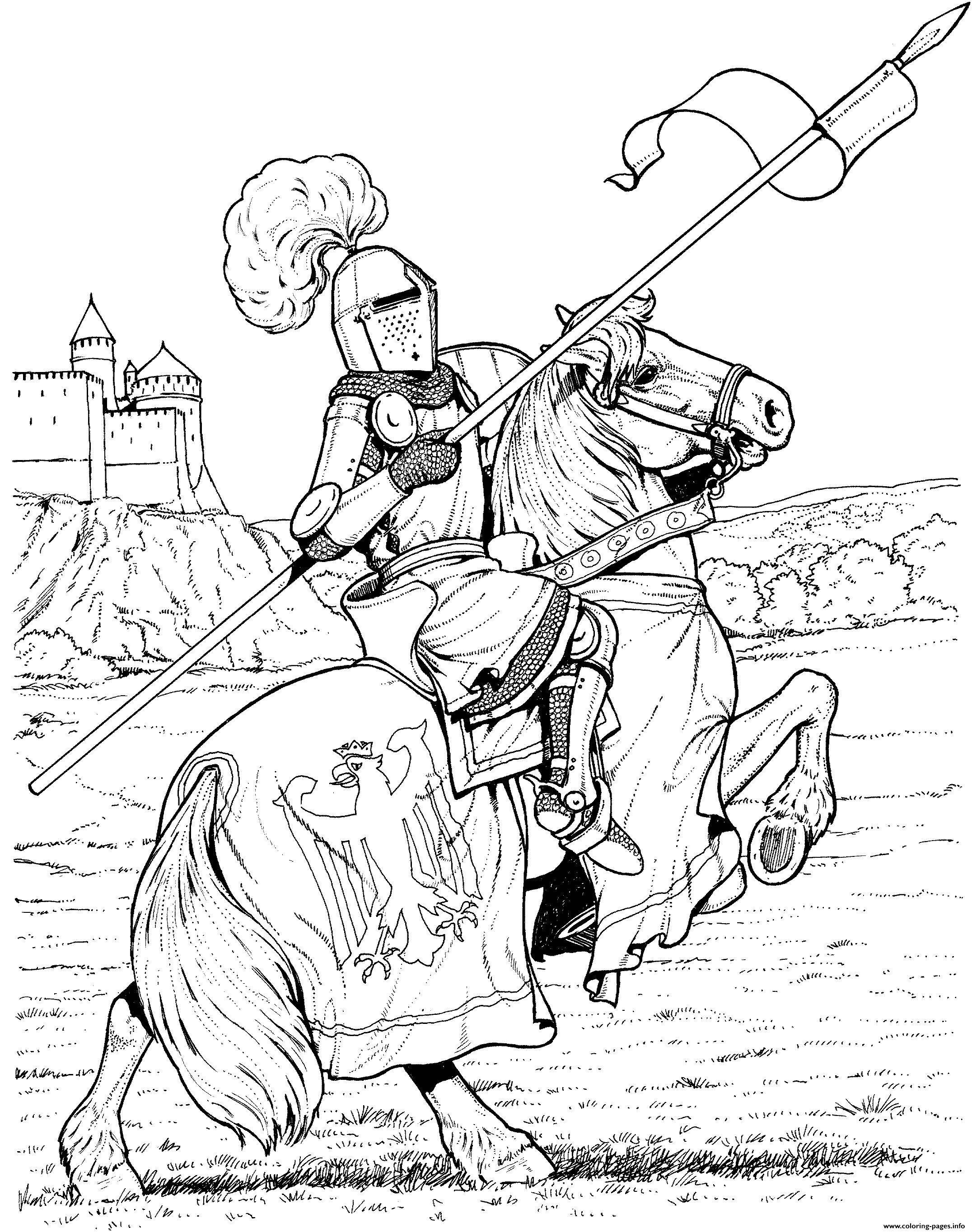 Medieval Horse And Knight Coloring Pages Printable