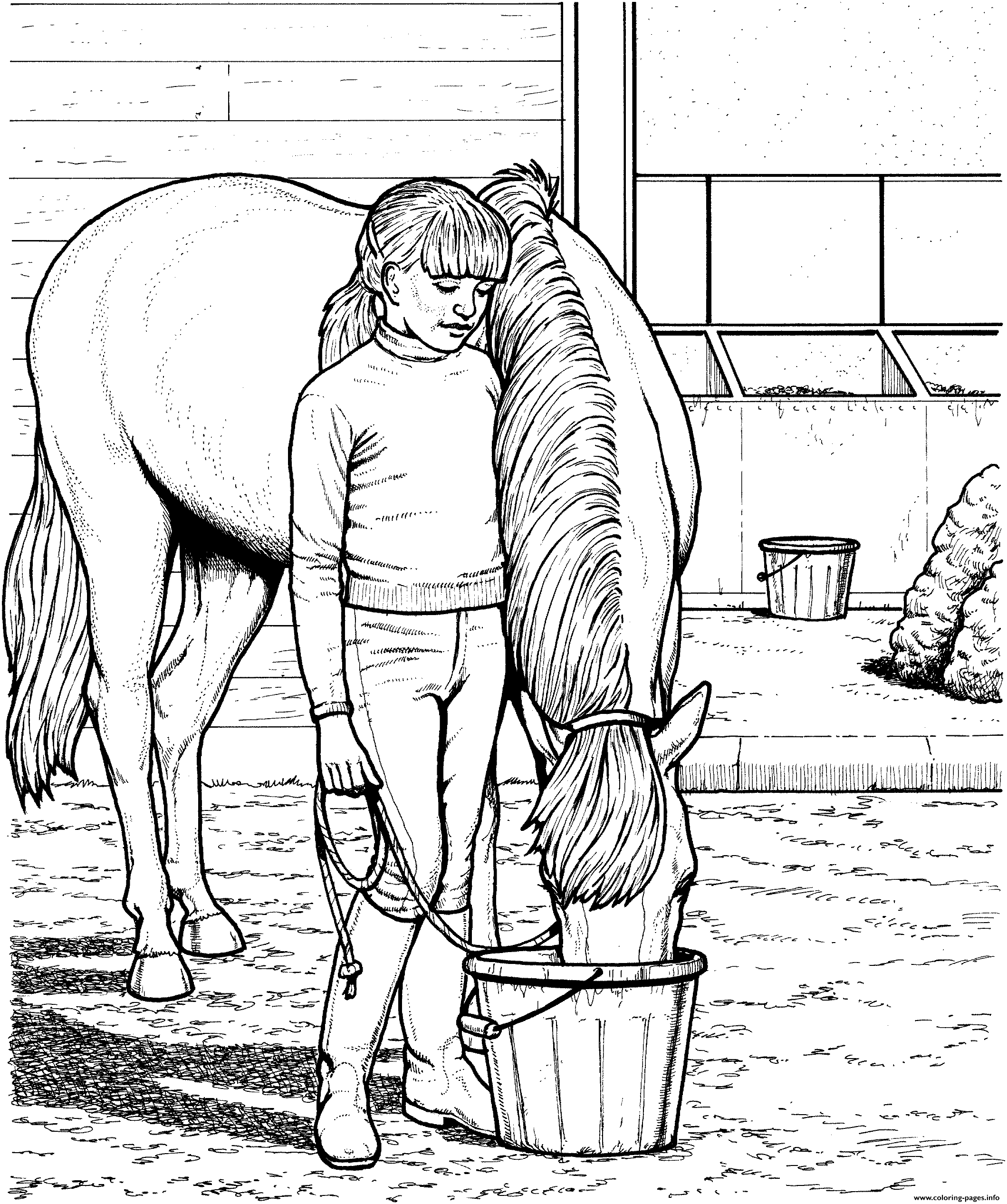 Girl With A Horse Coloring Pages Printable