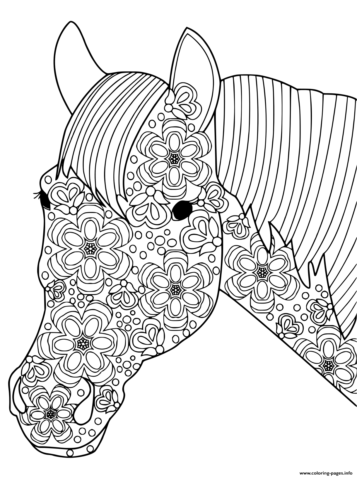coloring horse stress adults printable head anti