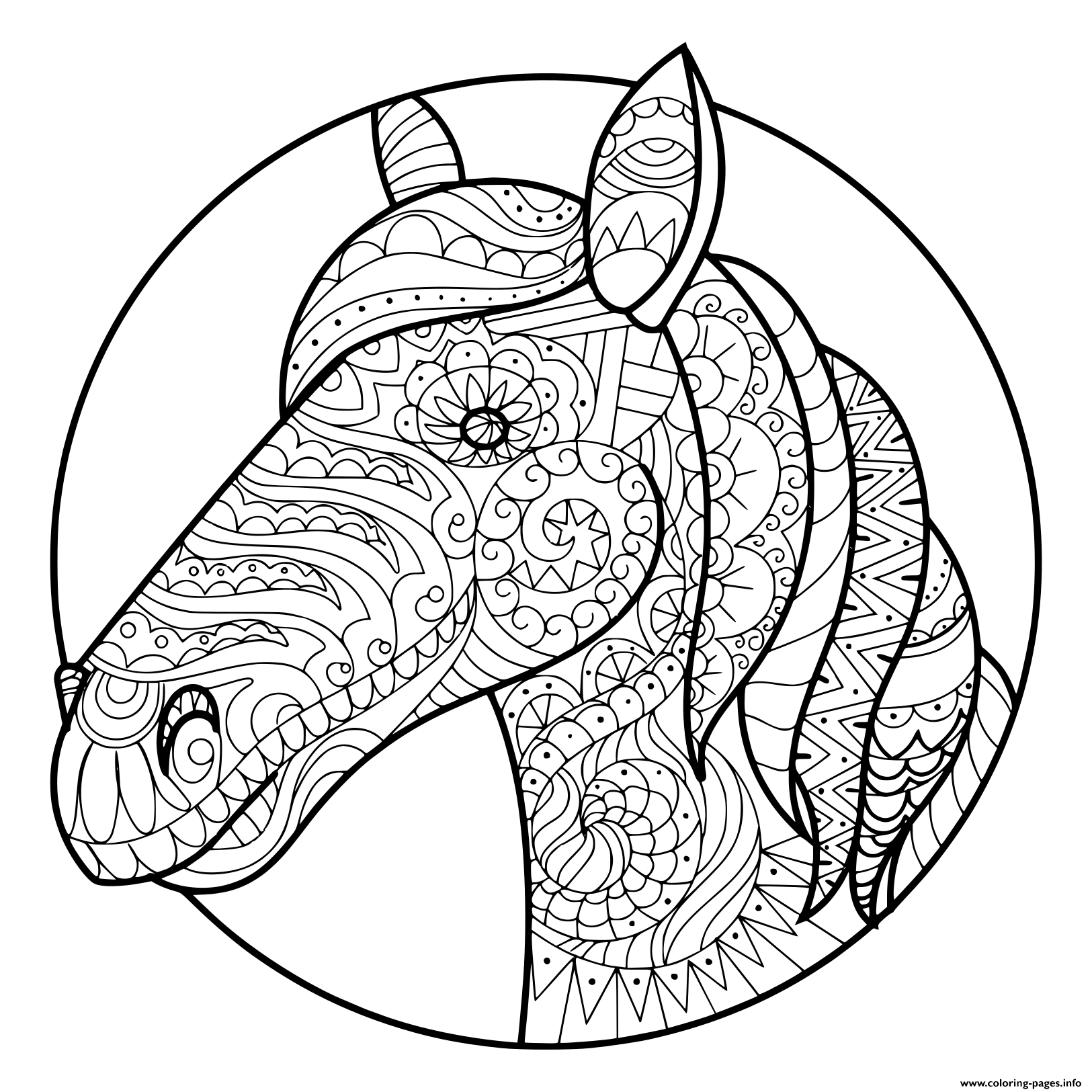 Horse Head Adult Zentangle Coloring Pages Printable