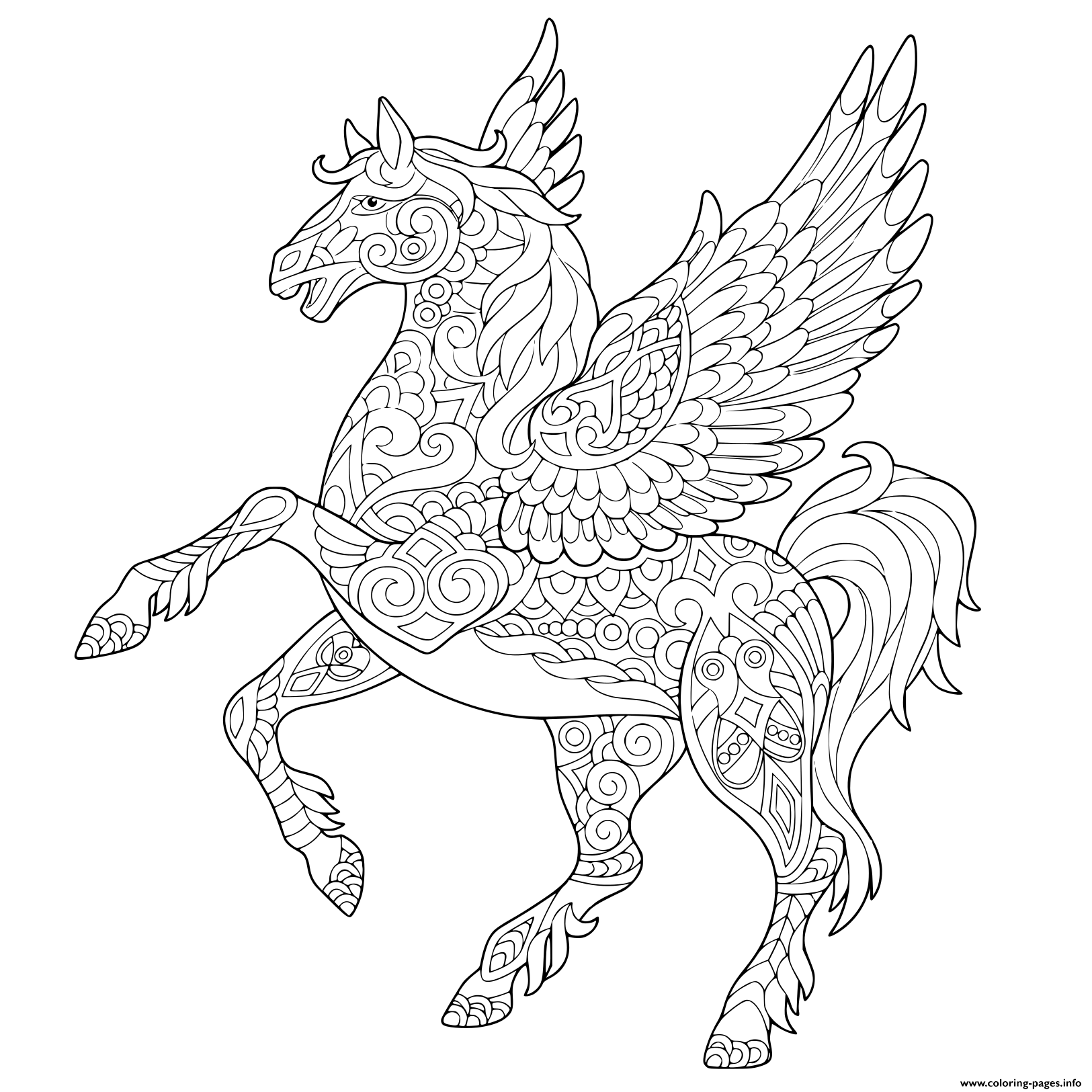 Pegasus Greek Mythological Winged Horse Flying Coloring Pages Printable