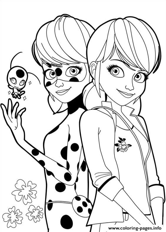 Ladybug And Marinette From Miraculous Ladybug Coloring page Printable