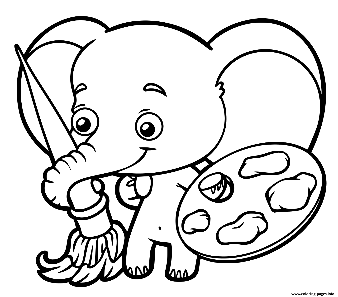 Download Baby Elephant Who Paint Coloring Pages Printable