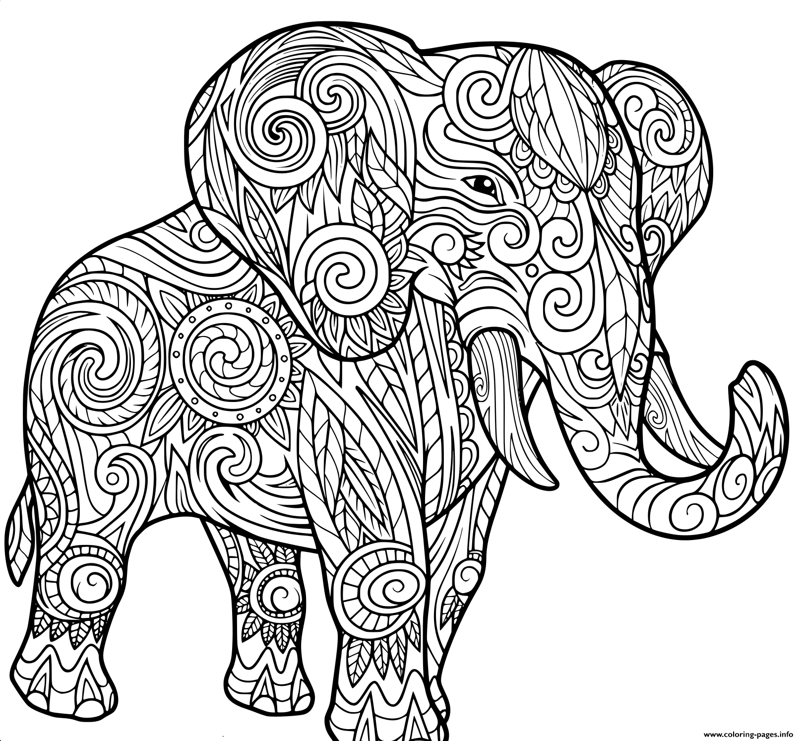 Elephant For Adult Animals Coloring Pages Printable