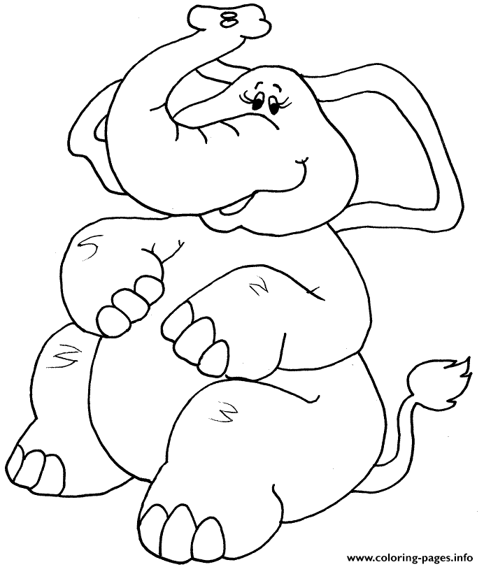 Elephant Sitting Laughing coloring