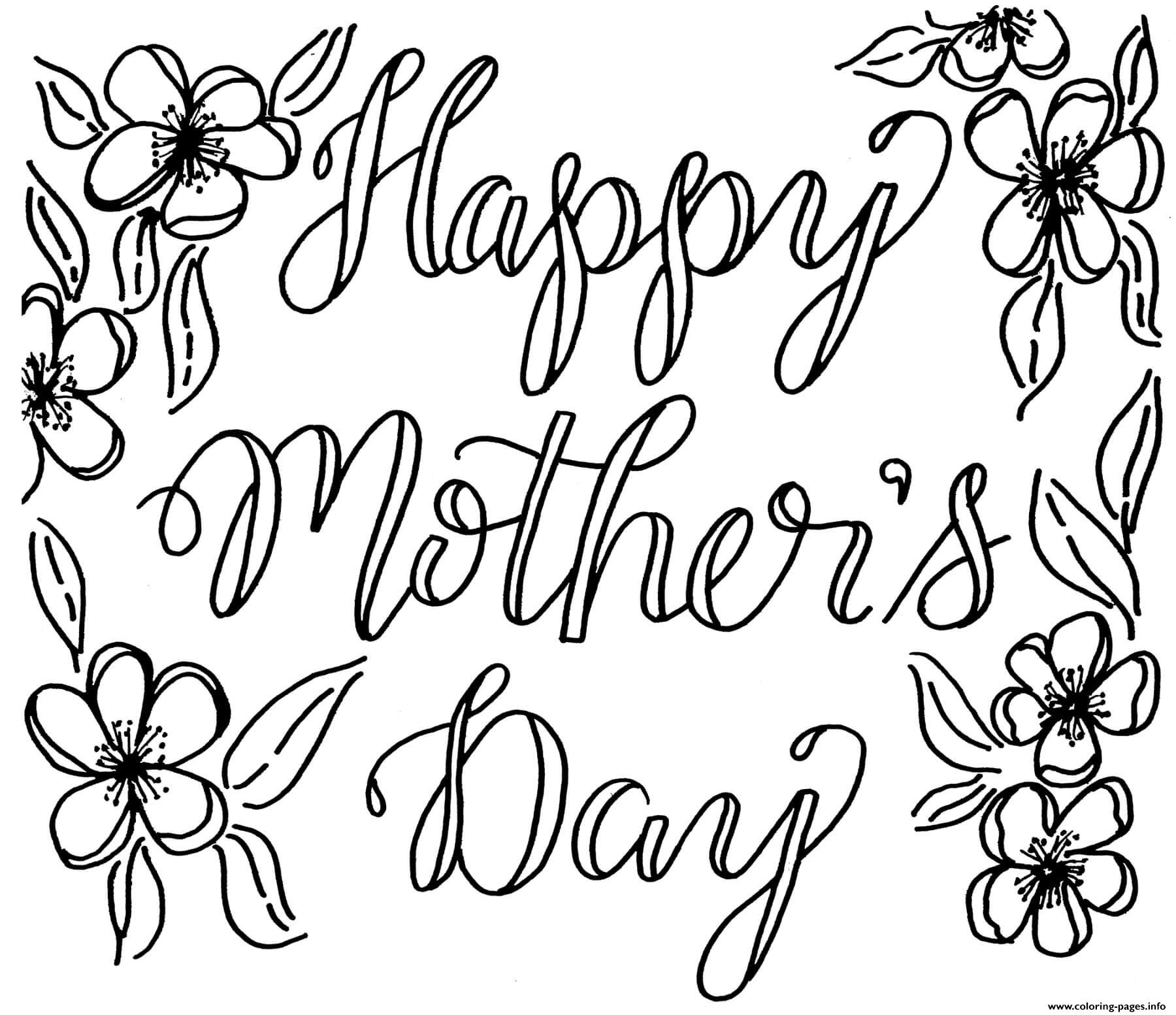 Happy Mothers Day May Flowers coloring