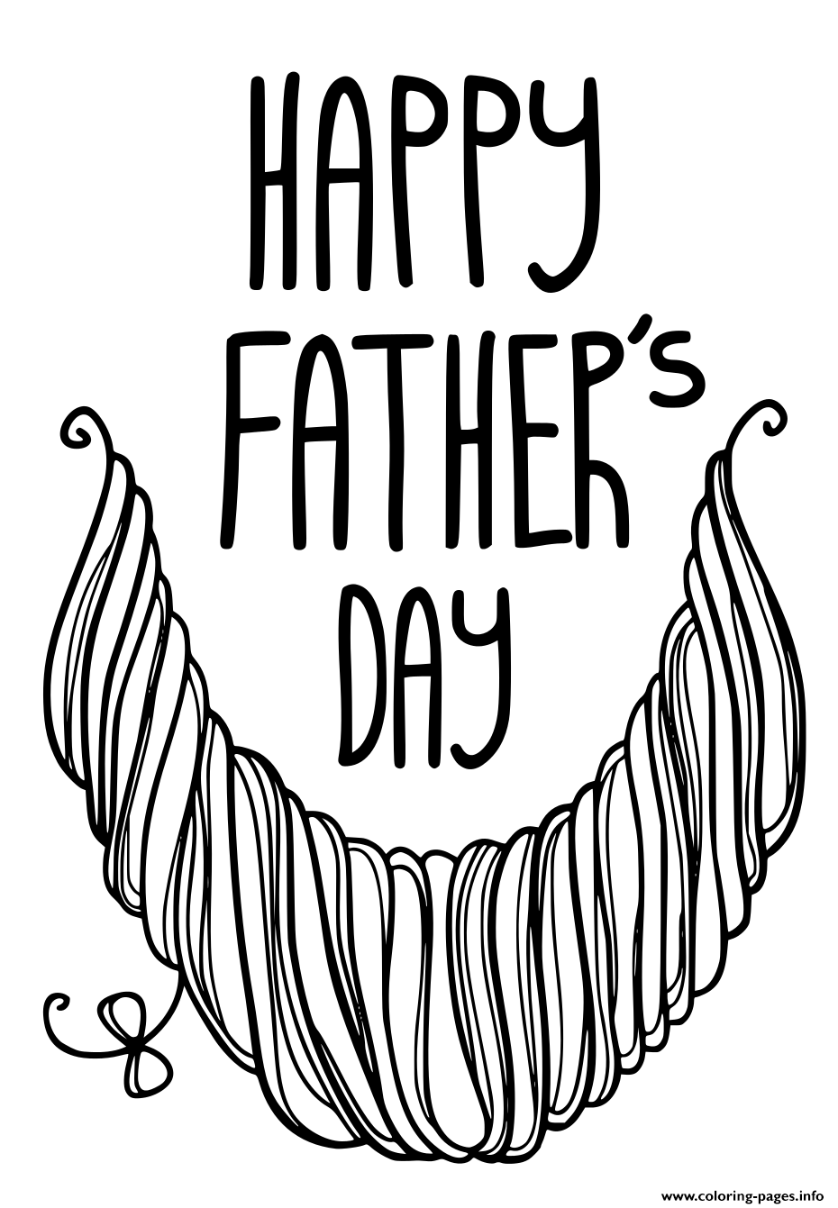 Happy Fathers Day Hipster Beard coloring