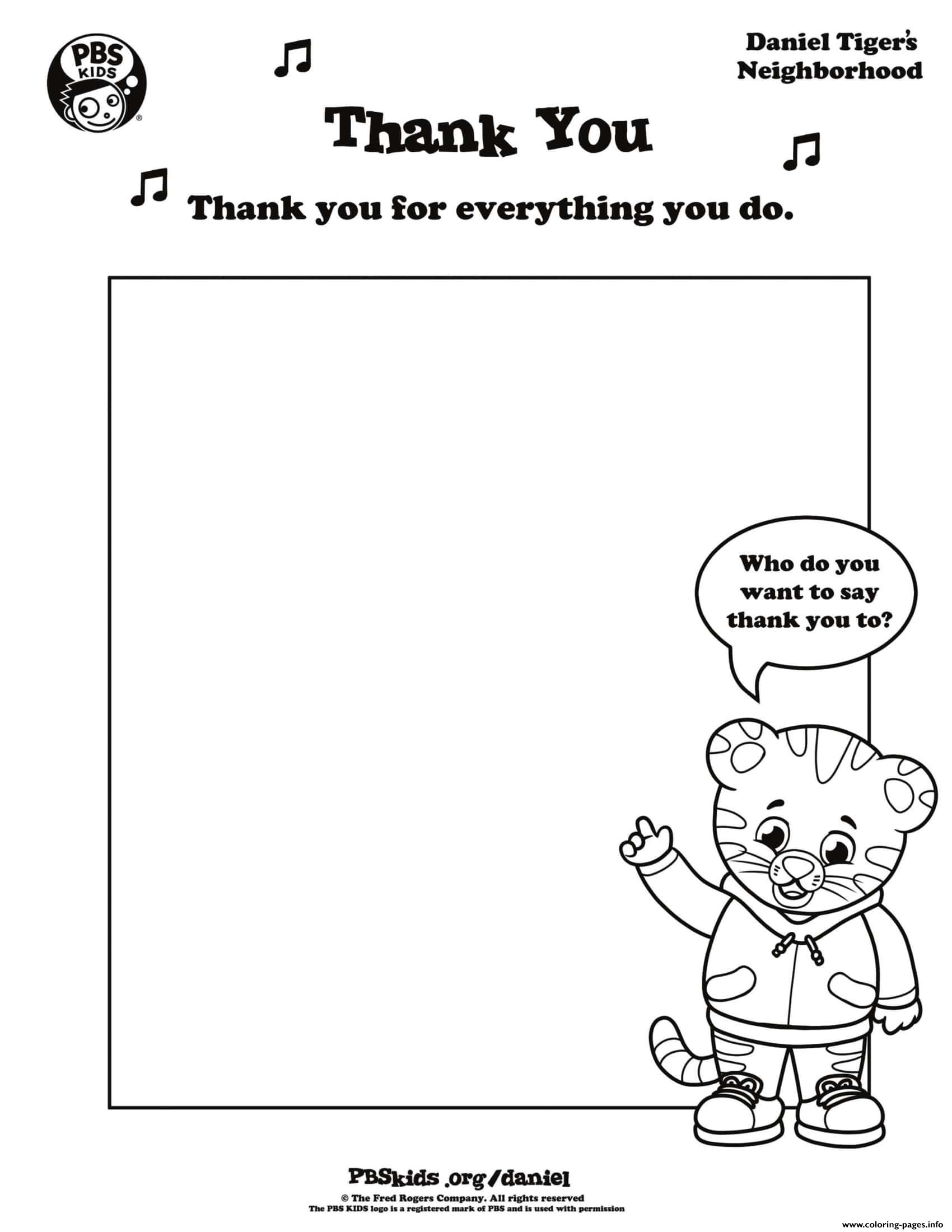 Thank You Daniel Tiger Min Coloring Pages Printable