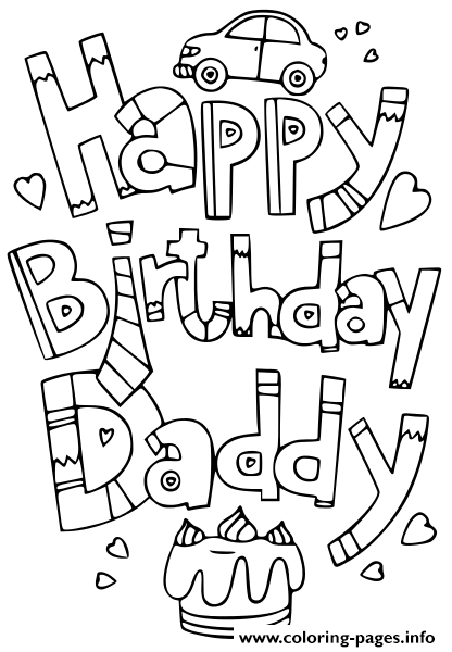 Happy Birthday Daddy Doodle Coloring Pages Printable
