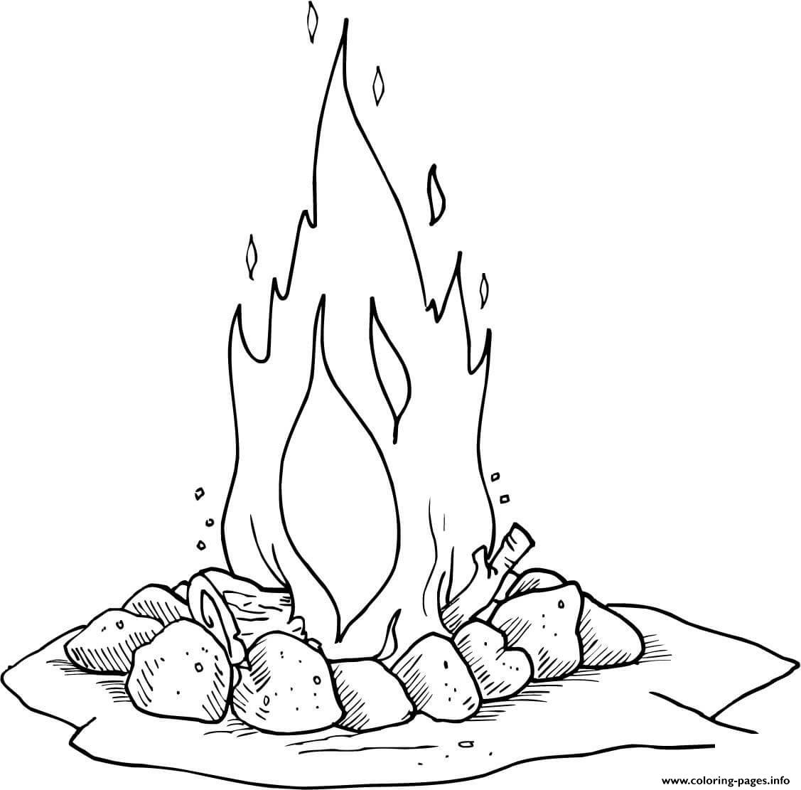 Campfire Camping Fire Coloring Pages Printable