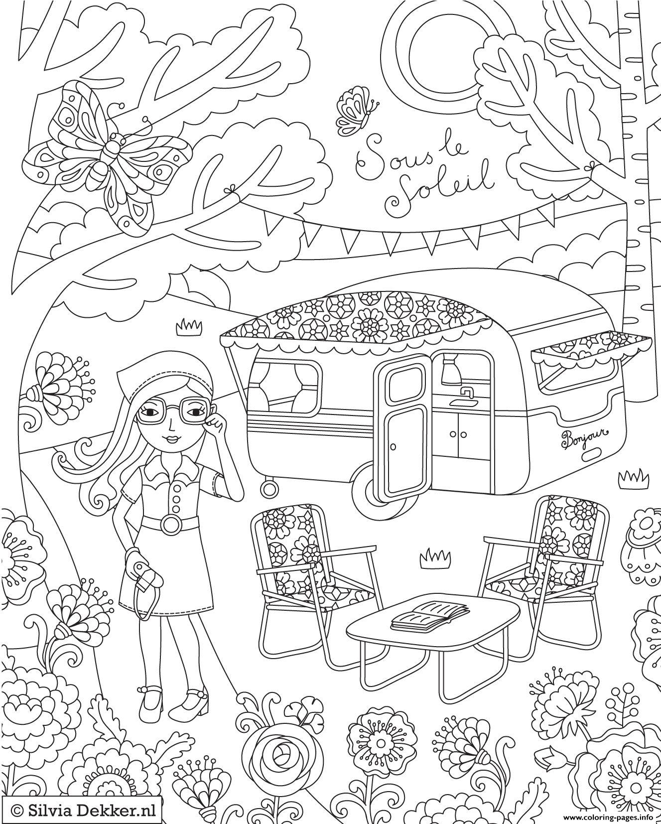 Camping Girl By Silvia Dekker coloring