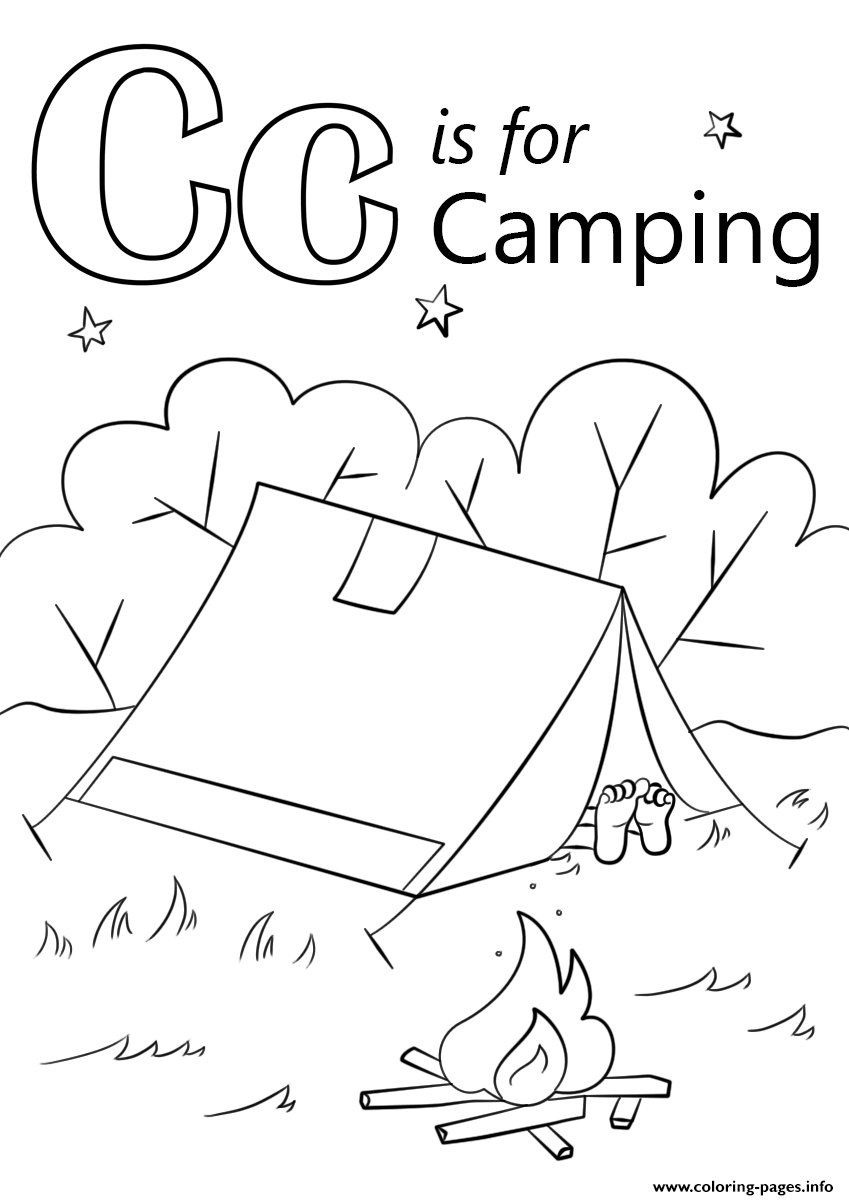 Letter C Is For Camping Coloring Page Printable