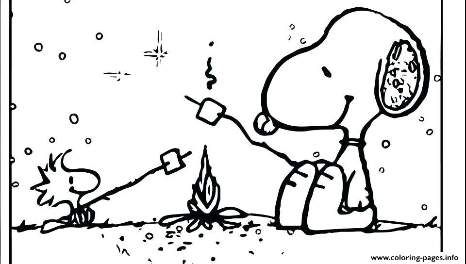 Camping For Kids Fire Snoopy Coloring Pages Printable